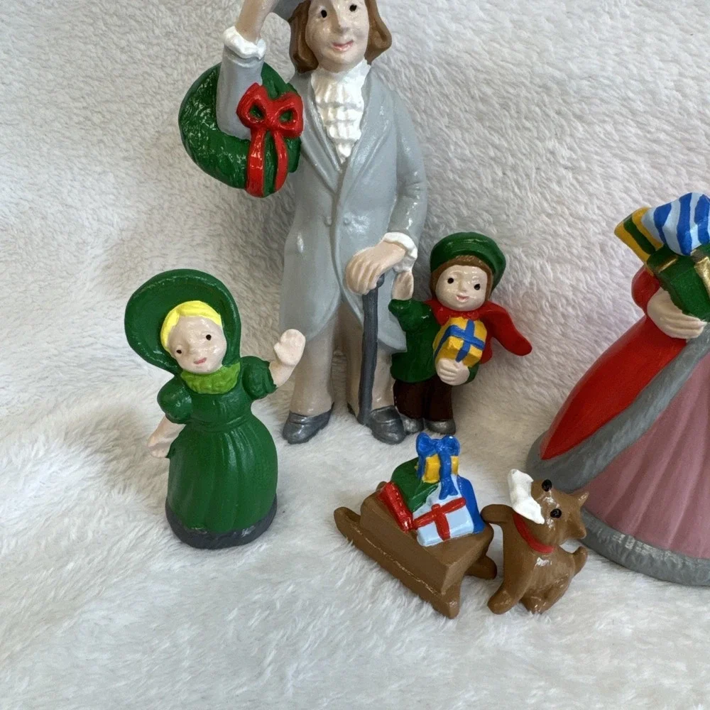 Vintage Christmas Village Figurine Set Victorian Family Carolers 5 Piece